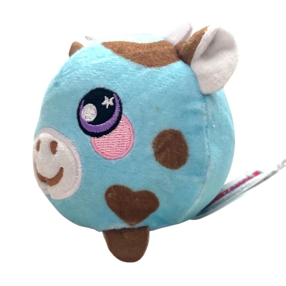 Lot of 2 Squeezamals Plush‎ Blue Cow & Silver Seal Mini Stuffed Animals 3.5